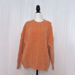 Large Oversized Peach Popcorn Chunky Knit Sweater